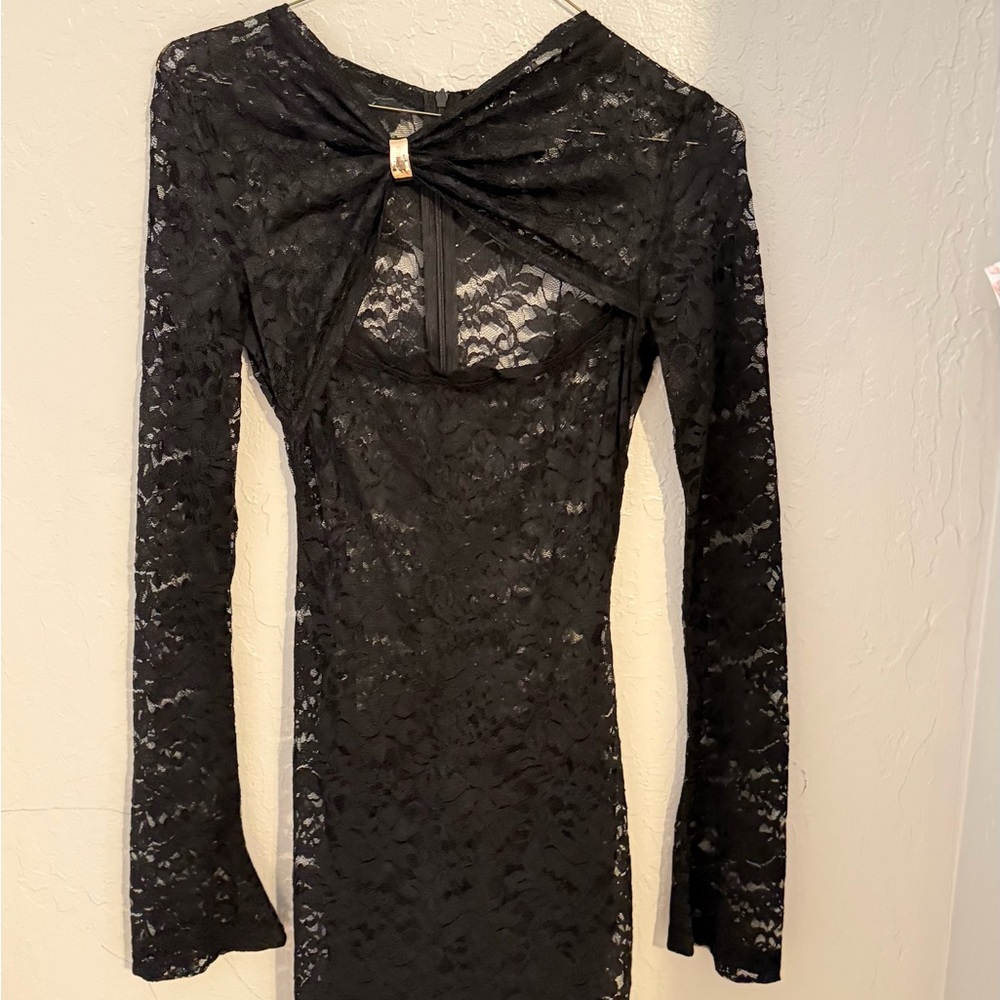 Chic Black Lace Long Sleeve Dress